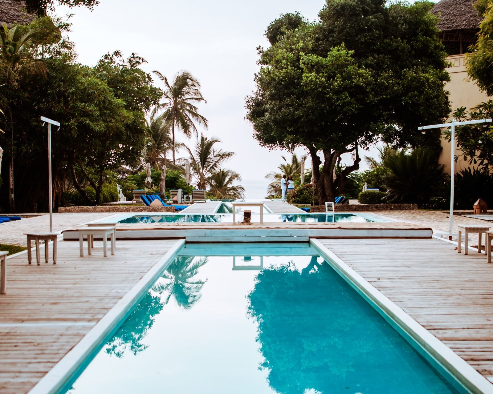Pool terrace at a Kenyan coastal resort in Watamu