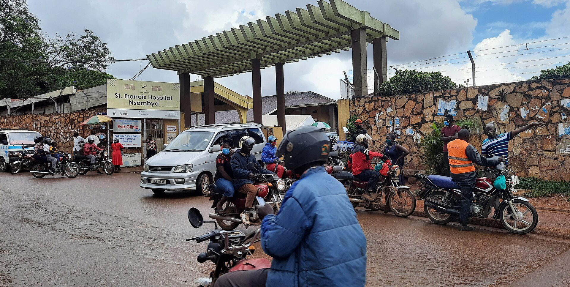 Entrance canopy of a regional hospital in East Africa